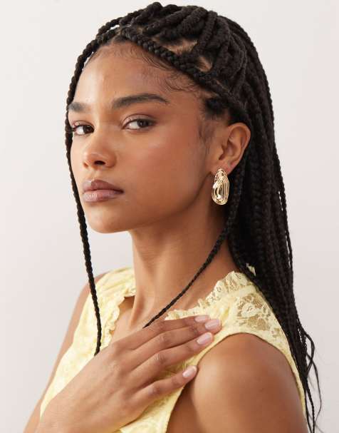 Petit Moments molten stud earrings in gold tone - view 1