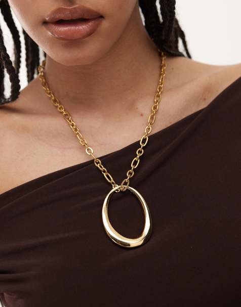 Petit Moments - Moonlit - Guldfarvet halskæde med stort, smeltet vedhæng - view 1