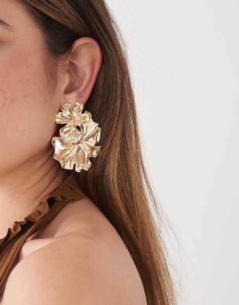 Petit Moments - Noveldo - Opvallende oorknopjes met bloem in goud - view 1