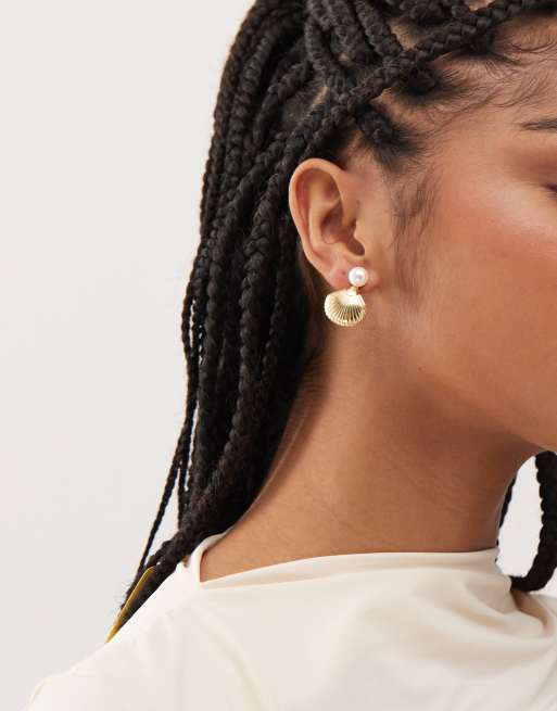 Petit Moments – Ohrstecker in Gold mit Perlen- und Muschel-Design, 2 von 3