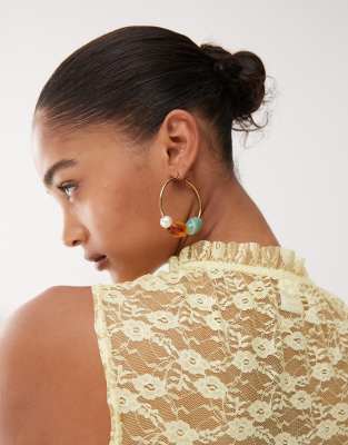 Petit Moments Petit Moments pearl and bead hoop earrings in gold