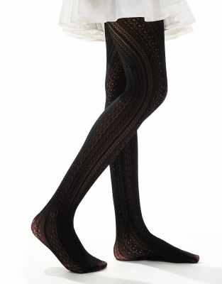 Petit Moments Pointelle Knit Tights In Black