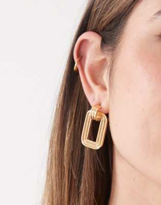 Petit Moments - Rechteckige Türklopfer-Ohrringe in Gold-Optik-Goldfarben