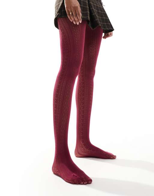 Petit Moments – Röda pointelle-stickade tights