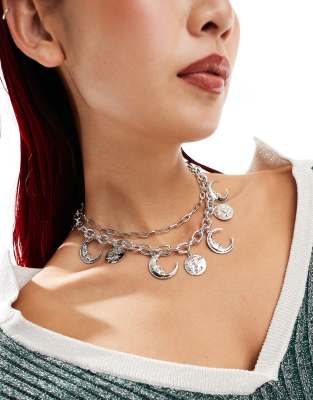 roxanne choker necklace with celestial charms in silver