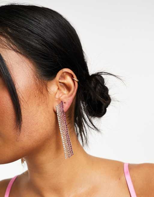 Gold & Pink Diamante Ear Cuff Earring