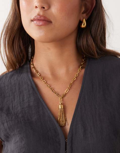 Petit Moments Seabrook vintage tassel chain necklace in gold - view 1