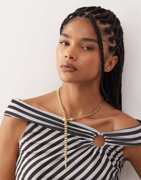 Petit Moments snake lariat chain necklace in gold - view 1