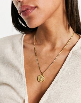 Petit Moments stainless steel coin pendant necklace in gold
