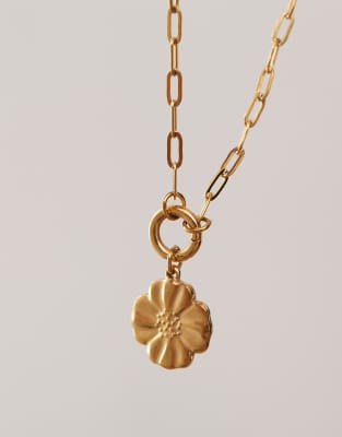 Petit Moments Stainless Steel Flower Chain Necklace In Gold