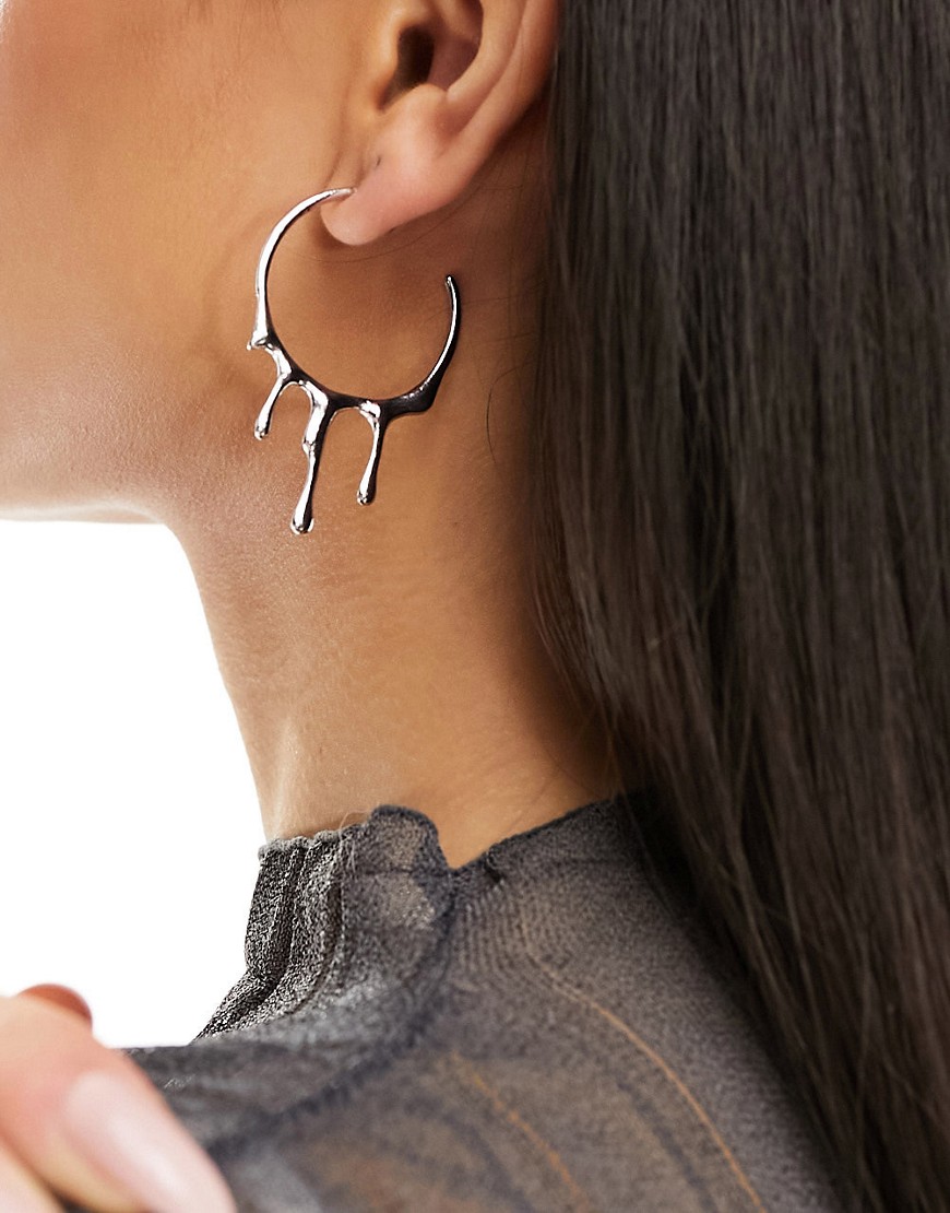 Stella drip hoop earrings in silver
