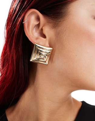 verona statement stud earrings in gold