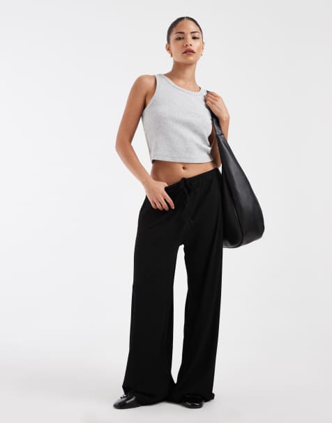 Petite pantalones de pernera ancha negros - view 1