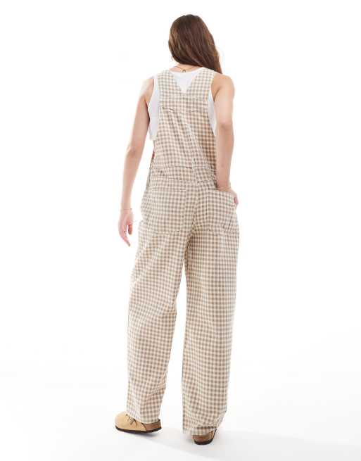 Peto vaquero a cuadros vichy marrones de ASOS DESIGN, 4 de 4