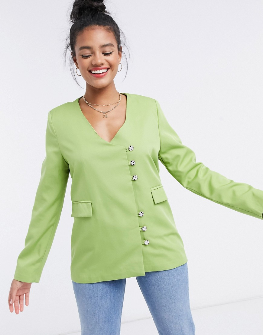 фото Пиджак от комплекта в винтажном стиле с пуговицами daisy street-зеленый
