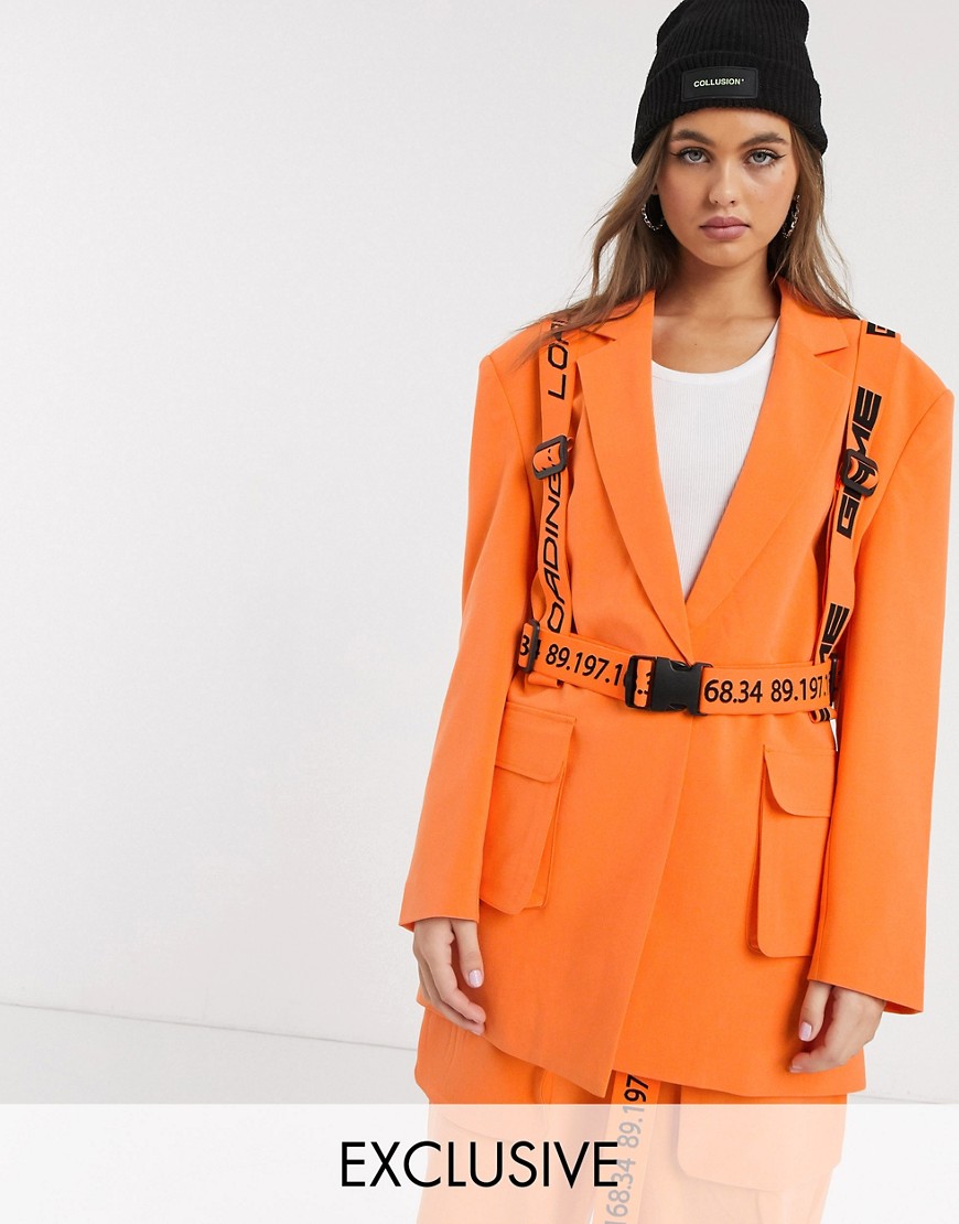фото Пиджак в винтажном стиле со сбруей collusion-оранжевый