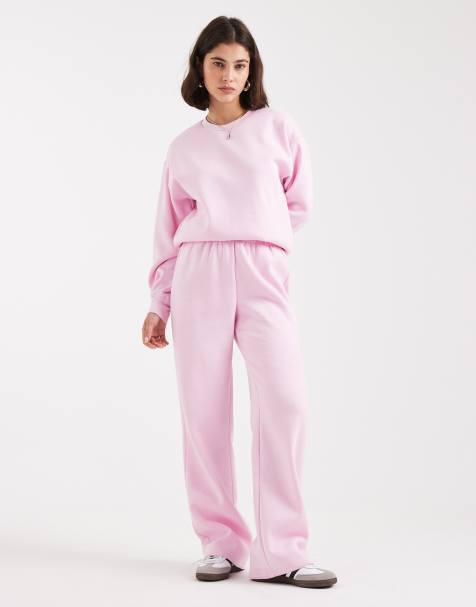 Piece wide leg joggers co-ord in light pink - view 1