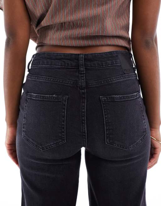 Piecees - Silke - Jeans met halfhoge taille en wijde pijpen in zwart, 4 van 5
