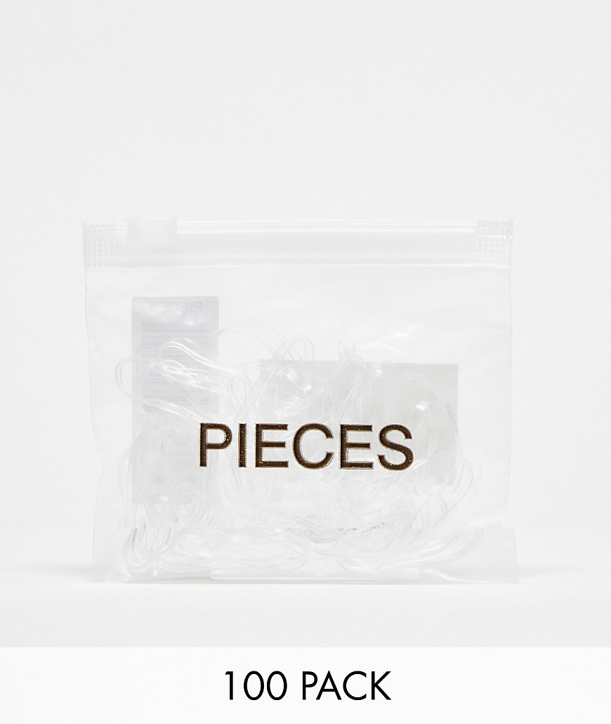 Pieces '100' Pack elastic hair bands in clear