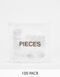 [Pieces] Pieces 100 pack elastic hair bands in clear One Size CLEAR