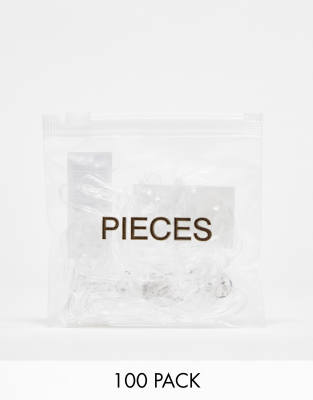 Pieces - 100er-Pack elastische Haarbänder in transparenter Optik