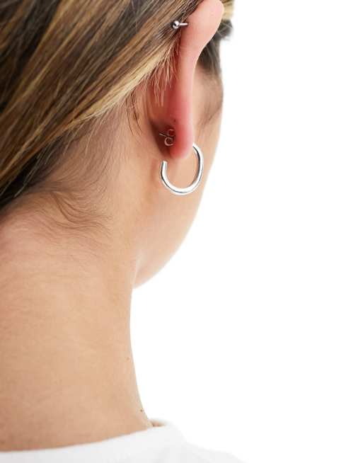 Pieces – 14k silverpläterade stift- och creolörhängen med presentförpackning, 4 av 4