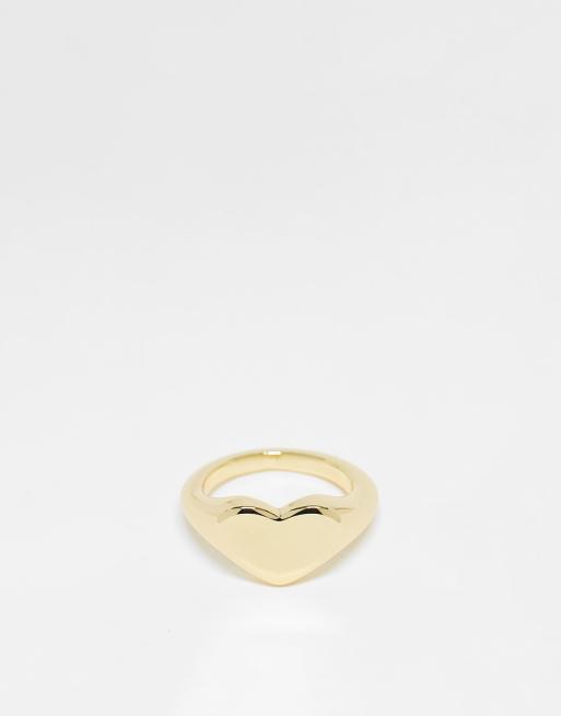 PIECES - 18 karat guldbelagt signetring med hjertedesign - Kun hos ASOS, 2 af 4