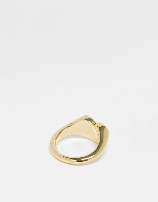 PIECES - 18 karat guldbelagt signetring med hjertedesign - Kun hos ASOS, 4 af 4