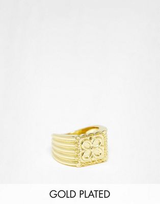 Pieces 18k plated chunky flower ring in gold