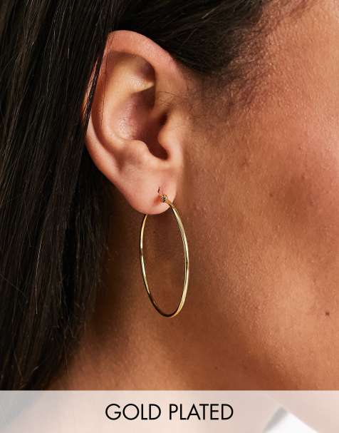Pieces 18k plated large hoops in gold - view 1