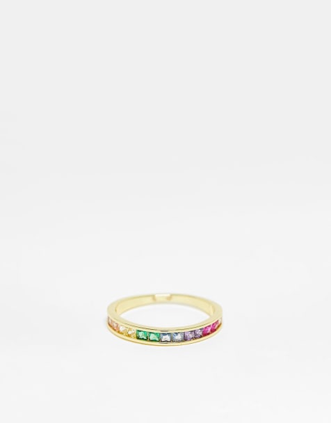 Pieces 18k plated rainbow stacking ring in gold - view 1