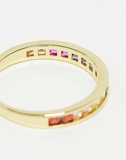 Pieces 18k plated rainbow stacking ring in gold, 3 of 4