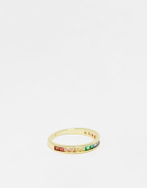 Pieces 18k plated rainbow stacking ring in gold, 4 of 4
