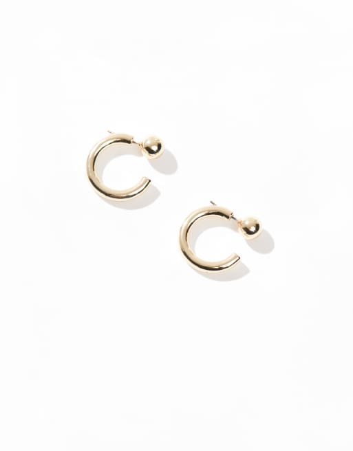 Pieces 18k plated studded ball front hoop earrings in gold, 3 of 4