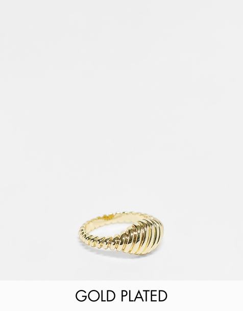 Pieces - 18k vergulde chunky ring met textuur in goud - view 1