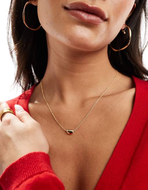 Pieces - 18k vergulde ketting met boontje in goud in cadeaudoosje