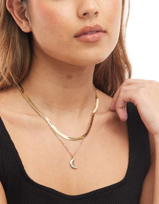 Pieces 2 pack chain necklace with moon charm in gold