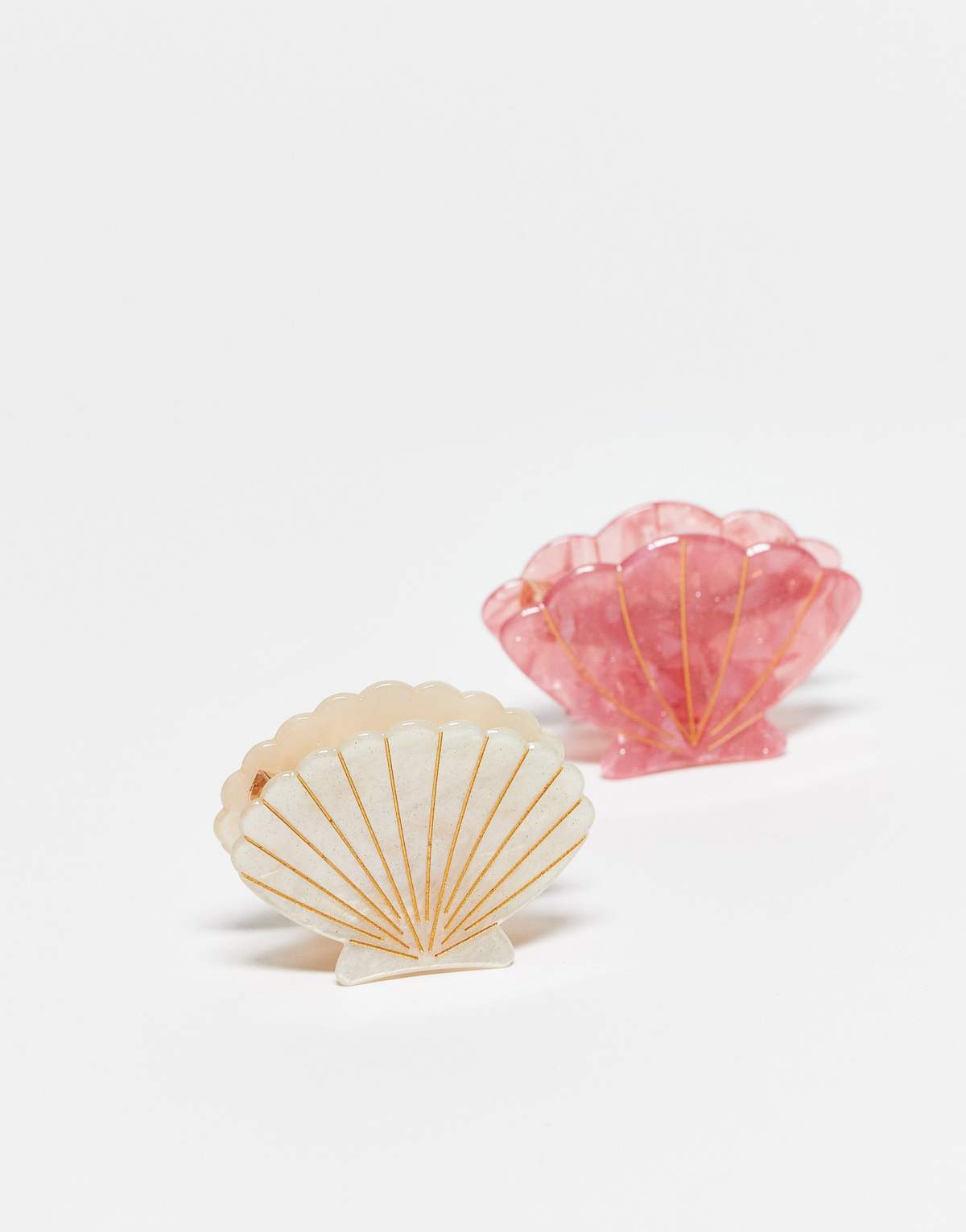 Pieces 2 pack clam shell hair claw in pink and cream