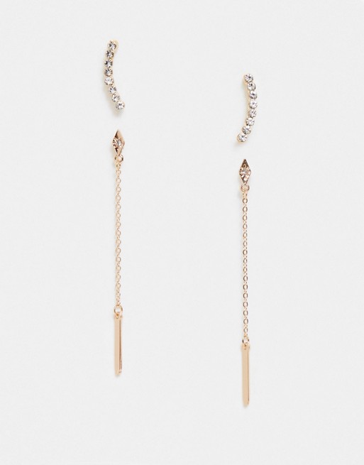 Pieces 2 pack drop earrings in gold