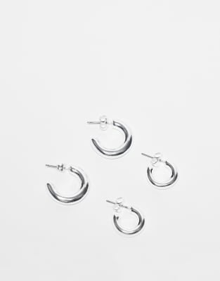 2-pack everyday hoop earrings in plated sterling silver