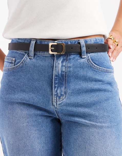 Pieces 2 pack gold buckle belts in black - view 1