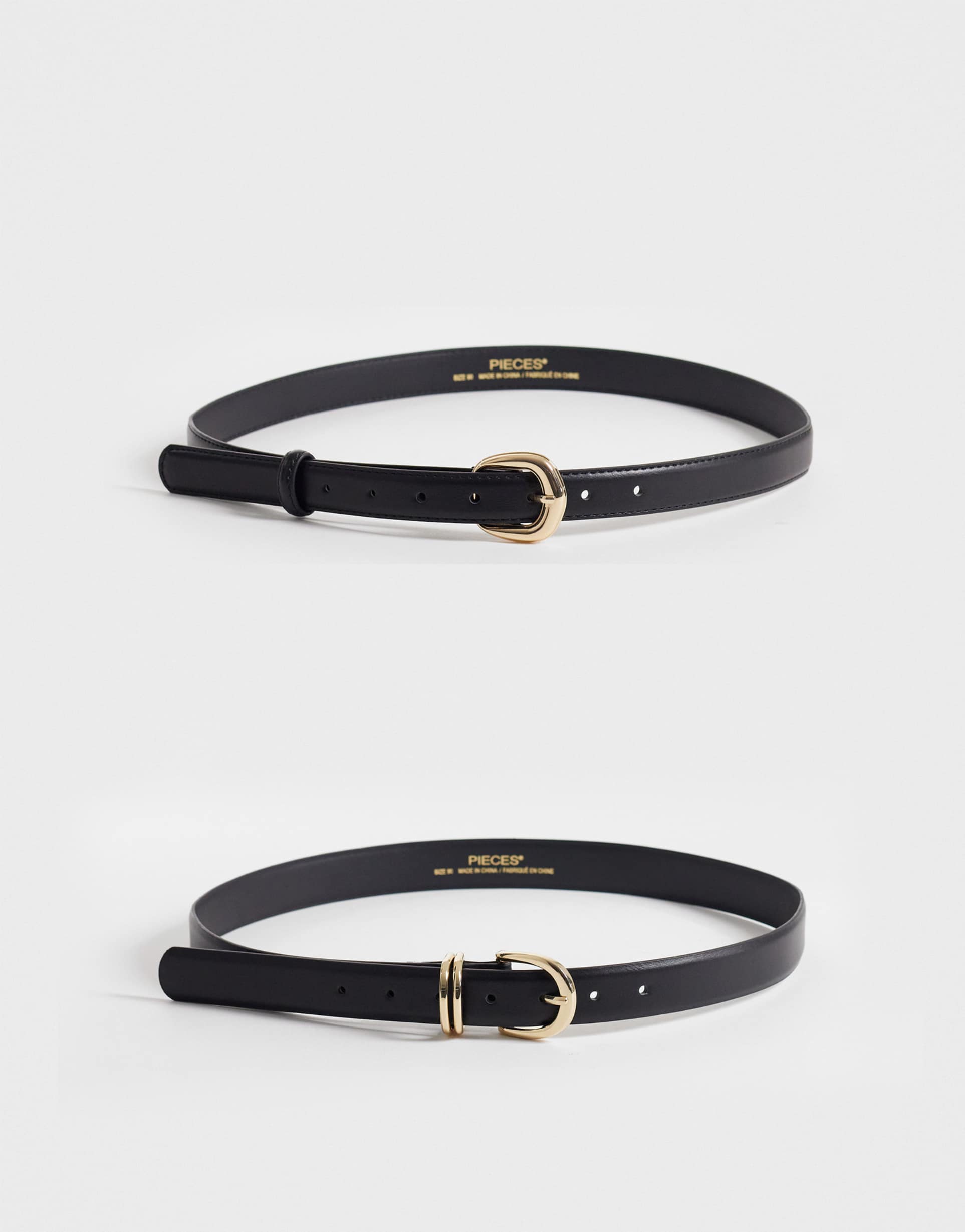 pieces 2-pack gold buckle belts in black