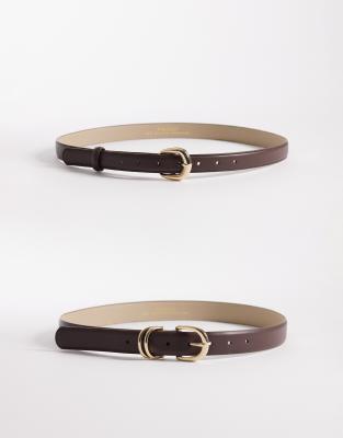 Pieces 2 Pack Gold-tone Buckle Belt In Green