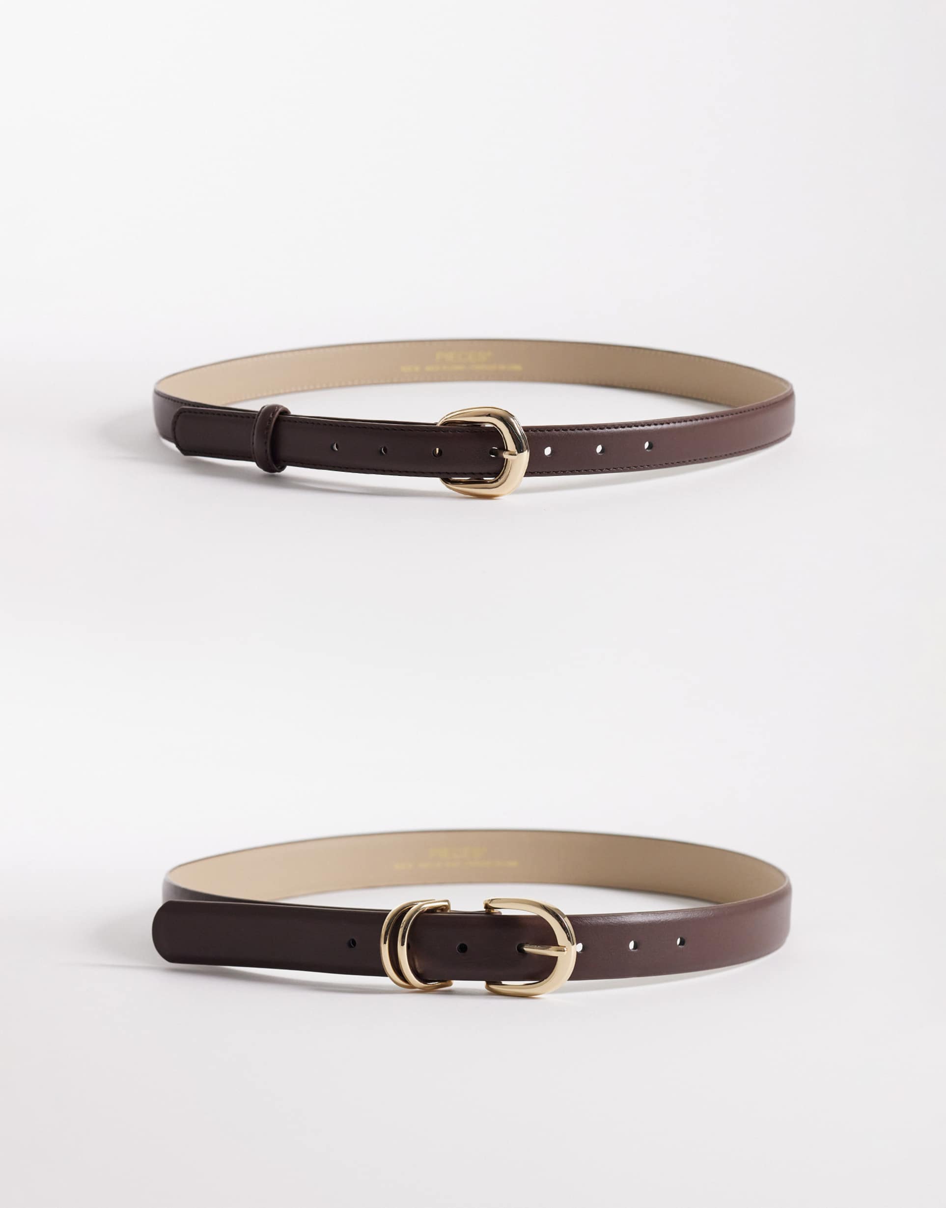 pieces 2 pack gold-tone buckle belt in brown