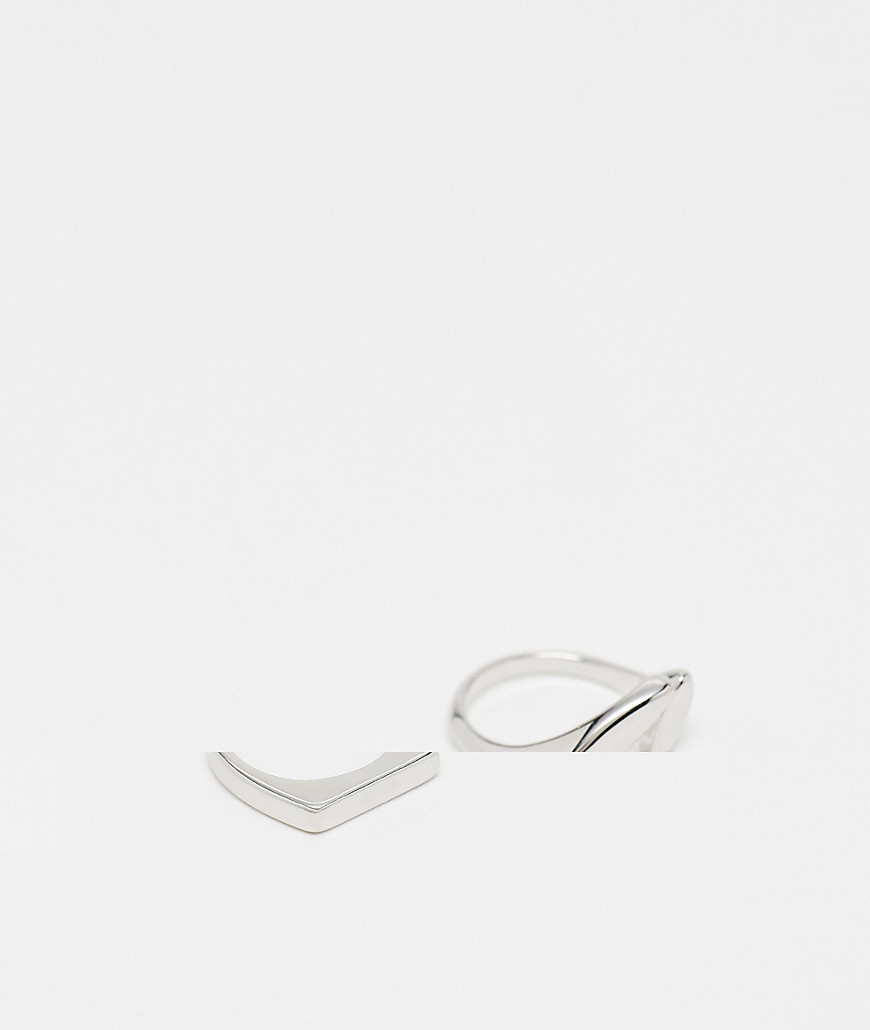 Pieces 2 pack irregular and bar shape rings in silver