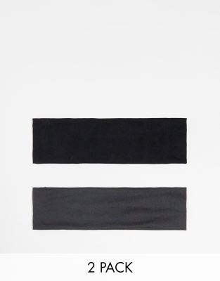 Pieces 2 Pack Jersey Headbands In Black & Gray-multi