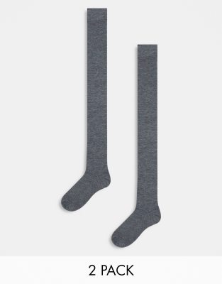 2 pack knee high socks in gray