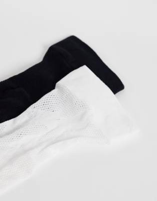 Pieces 2 Pack Lace Ankle Socks In Black