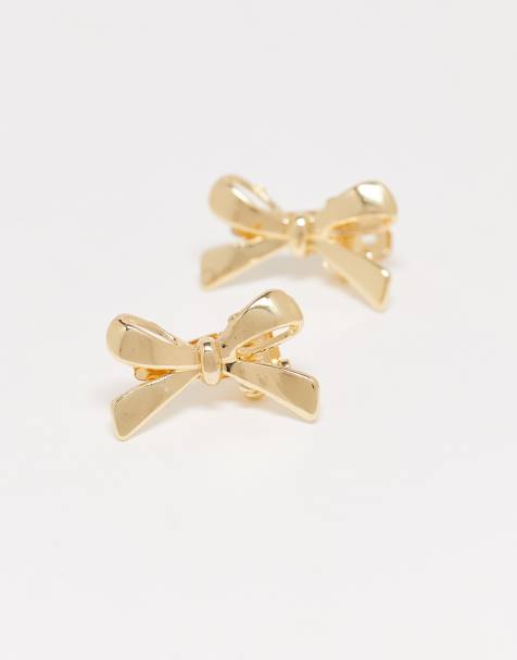 Pieces 2 pack metal bow hair clips in gold tone - view 1