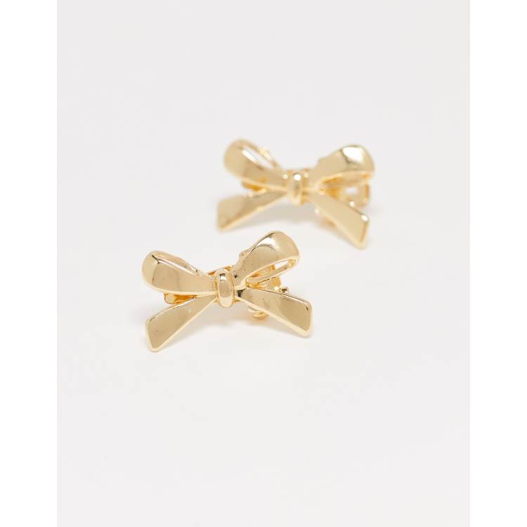 Pieces 2 pack metal bow hair clips in gold tone | ASOS